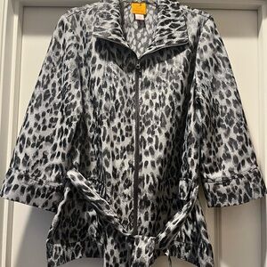 Ruby Rd. Black and Gray Animal Print Blazer